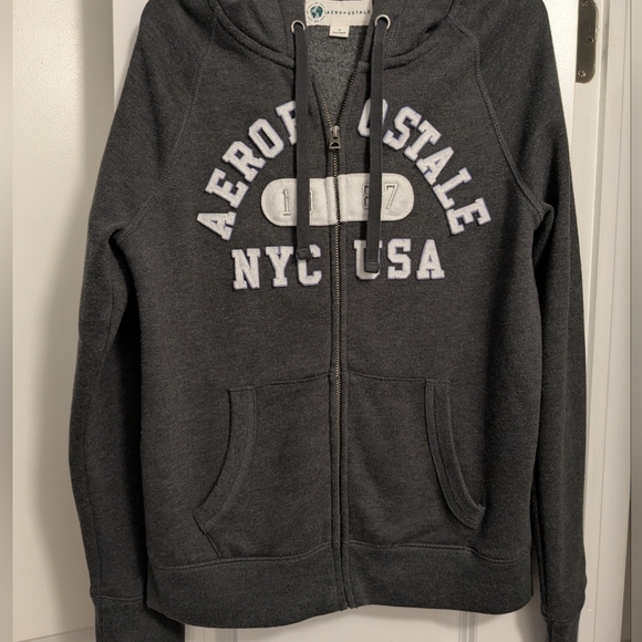 Aeropostale Womens Charcoal Gray Hoodie Size Small - Picture 2 of 2